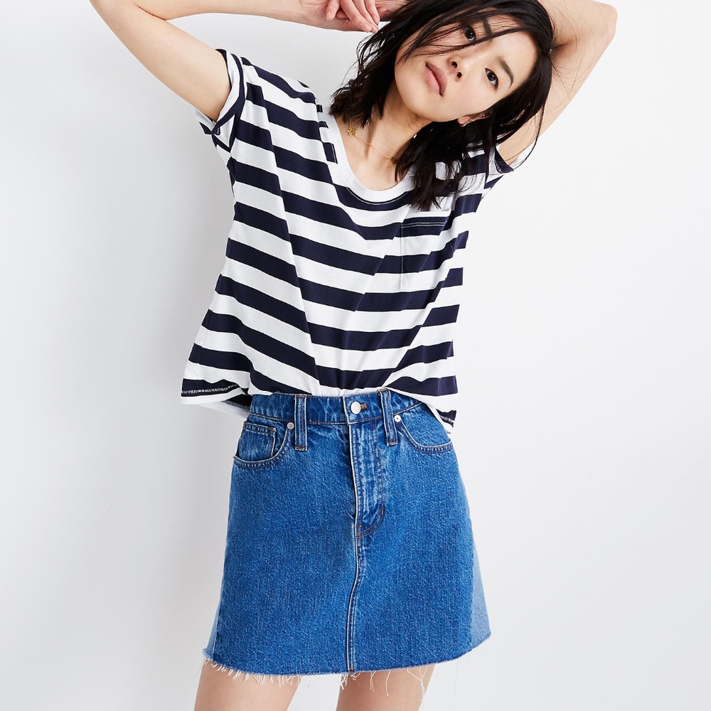 Madewell Rigid Denim A-Line Skirt: Pieced Edition